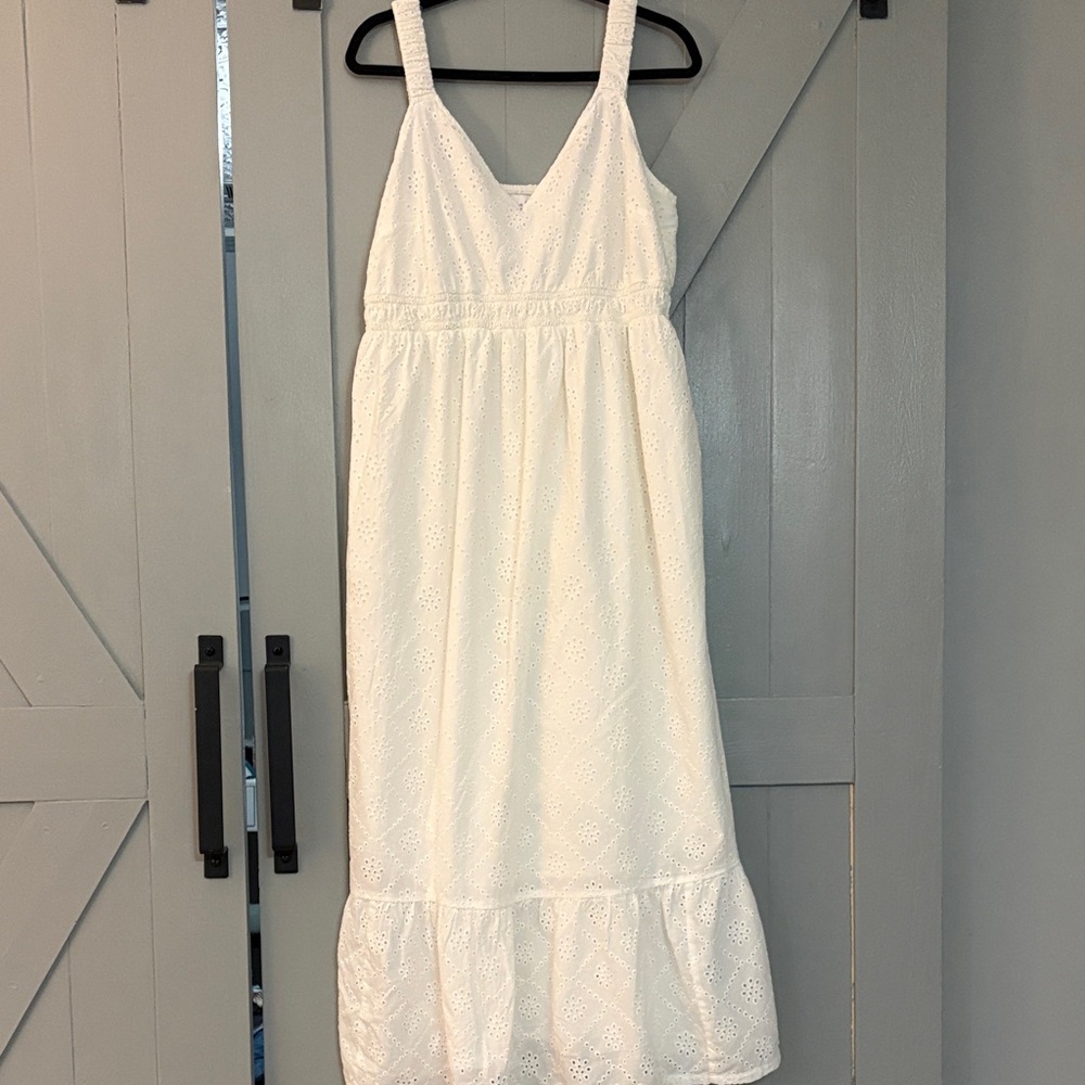 Ingrid & Isabel Maternity White Eyelet MIDI Dress